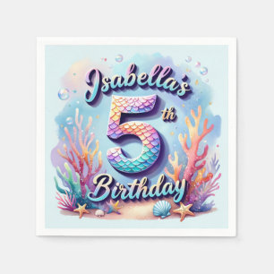 Serviette En Papier Fête d'anniversaire de sirène – Fête sous la mer