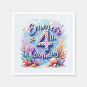 Serviette En Papier Fête d'anniversaire de sirène – Nappe de fête sous
