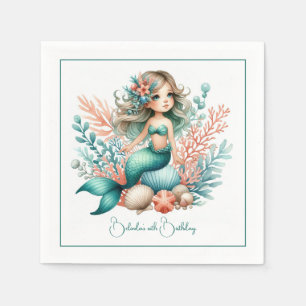Serviette En Papier "Fête d'anniversaire de sirène « Sous la princesse