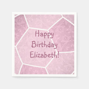 Serviette En Papier fête d'anniversaire de soccer rose croustillant