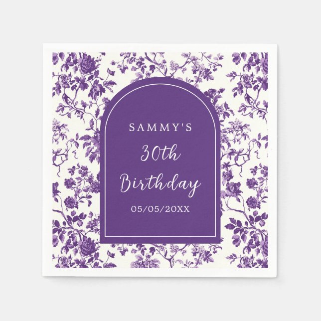 Serviette En Papier Fête d'anniversaire de style chinois antique viole (Devant)