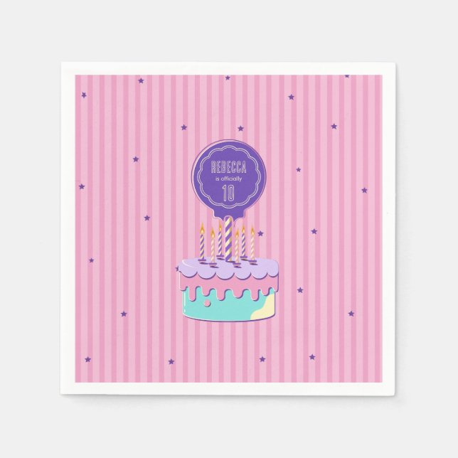 Serviette En Papier Fête d'anniversaire de style rétro (Devant)