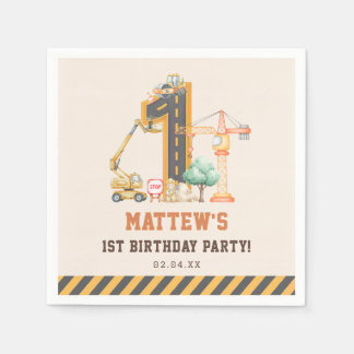 Serviette En Papier Fête d'anniversaire de véhicule de construction ré