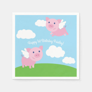 Serviette En Papier Fête d'anniversaire de vol de cochon