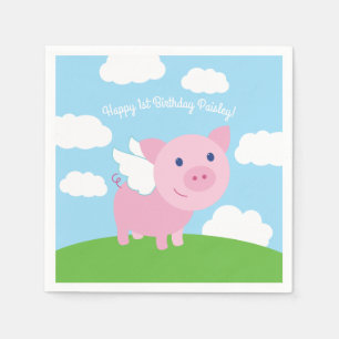 Serviette En Papier Fête d'anniversaire de vol de cochon