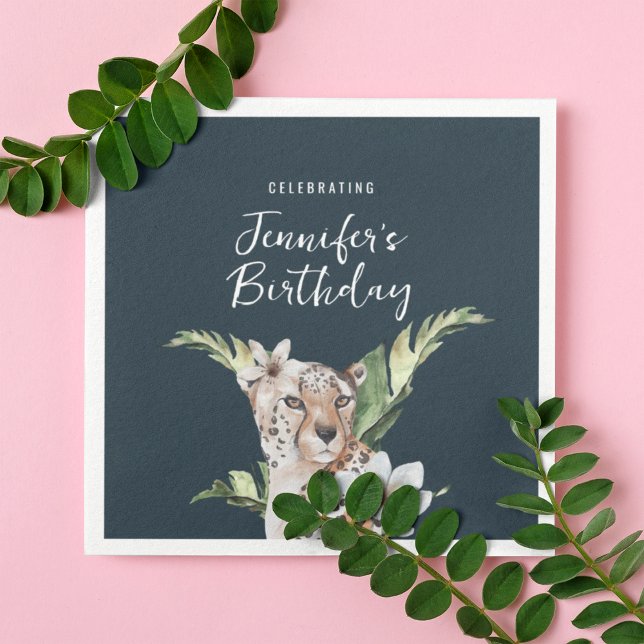 Serviette En Papier Fête d'anniversaire de Wild Jungle Leopard pour ad (Créateur téléchargé)