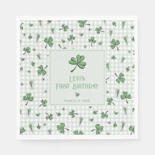Serviette En Papier Fête d'anniversaire des 1 an Lucky Green Clovers &