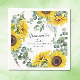 Serviette En Papier Fête d'anniversaire des 21 ans de Tournesol