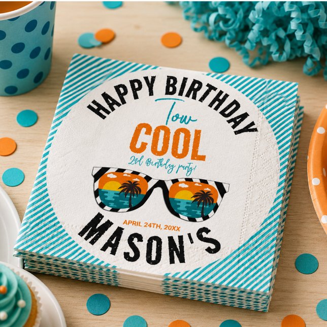 Serviette En Papier Fête d'anniversaire des 2 ans de Two Cool Boy (Two Cool Boy 2nd Birthday Party Napkins)