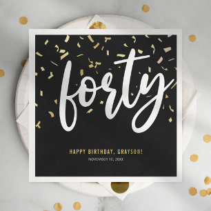 Serviette En Papier Fête d'anniversaire des 40 ans Black Gold