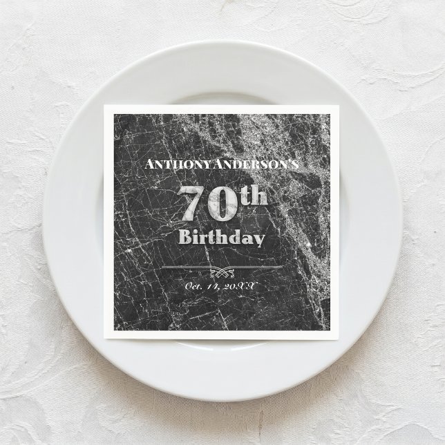 Serviette En Papier Fête d'anniversaire des 70 ans en marbre (Créateur téléchargé)
