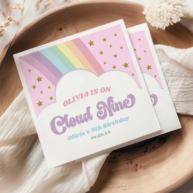 Serviette En Papier Fête d'anniversaire des 9 ans de Cloud Nine Rainbo (Créateur téléchargé)