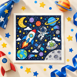 Serviette En Papier Fête d'anniversaire des enfants astronautes de l'e