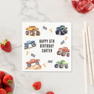 Serviette En Papier Fête d'anniversaire des Enfants Monster Trucks