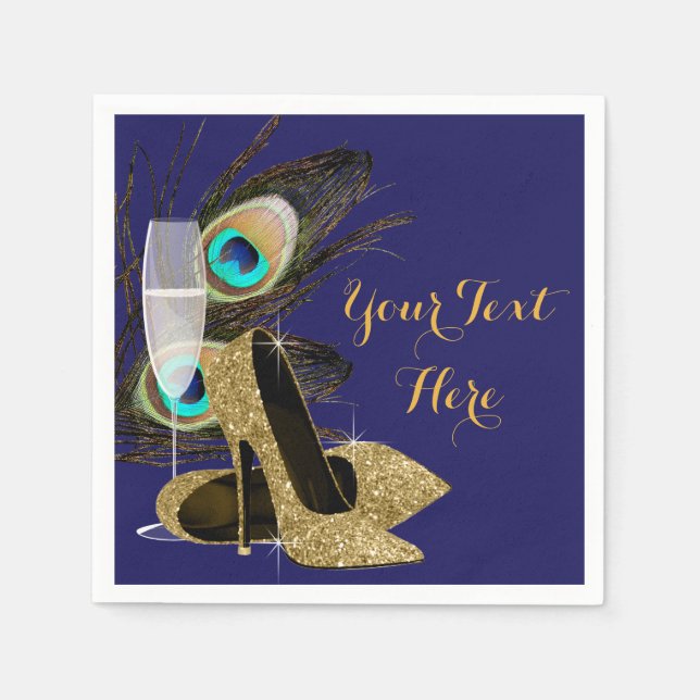 Serviette En Papier Fête d'anniversaire des femmes Peacock (Devant)