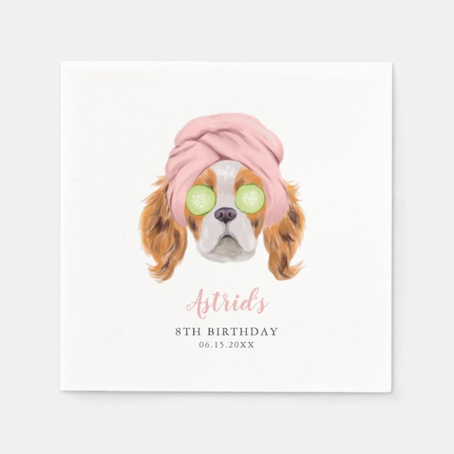 Serviette En Papier Fête d'anniversaire des filles de chiens mignonnes (Devant)