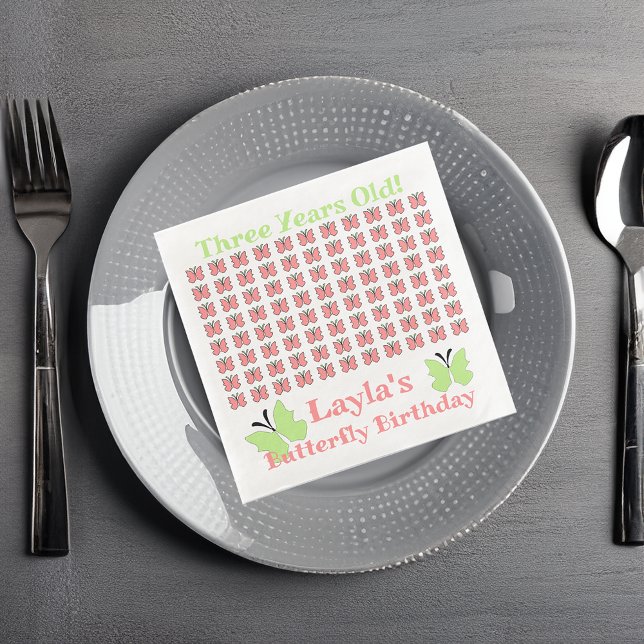 Serviette En Papier Fête d'anniversaire des papillons (Créateur téléchargé)