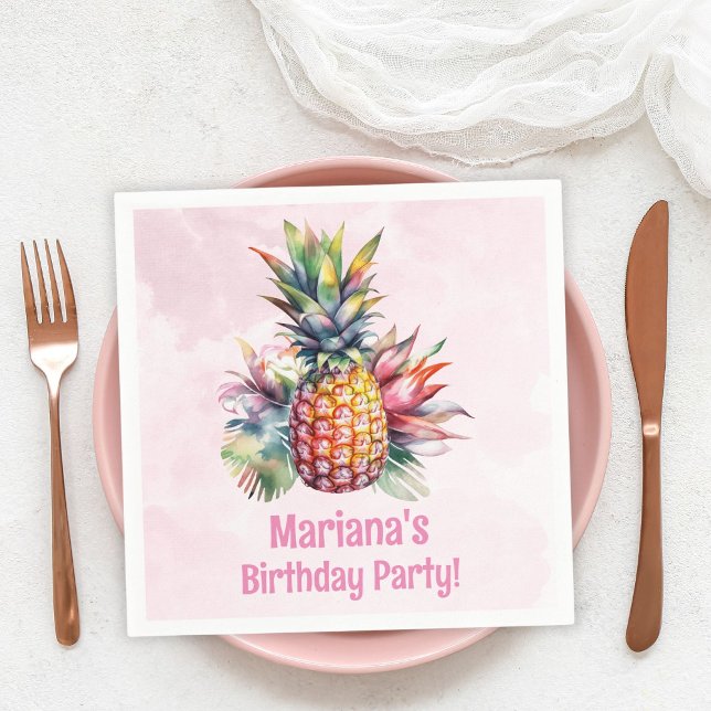 Serviette En Papier Fête d'anniversaire d'été Aloha Ananas (Créateur téléchargé)
