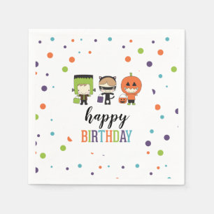 Serviette En Papier Fête d'anniversaire d'Halloween colorée pour enfan