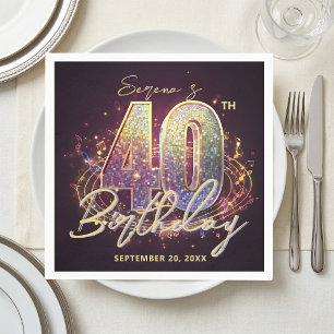 Serviette En Papier Fête d'anniversaire disco glamour 40 ans