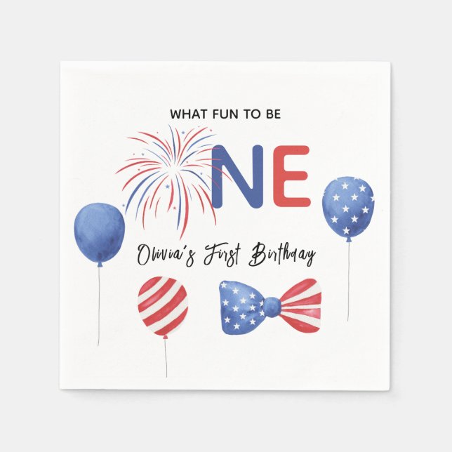 Serviette En Papier Fête d'anniversaire du 4 juillet (Devant)