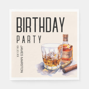 Serviette En Papier Fête d'anniversaire du Bourbon et du Cigar