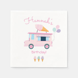 Serviette En Papier Fête d'anniversaire du camion à crème glacée