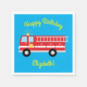 Serviette En Papier Fête d'anniversaire du camion d'incendie