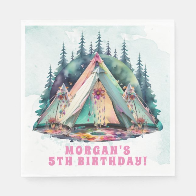Serviette En Papier Fête d'anniversaire du Camping Sleepover (Devant)