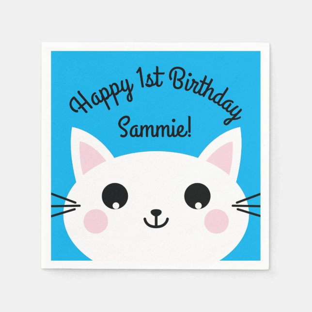 Serviette En Papier Fête d'anniversaire du chat (Devant)