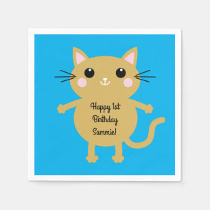Serviette En Papier Fête d'anniversaire du chat
