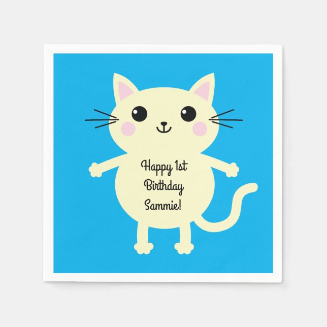 Serviette En Papier Fête d'anniversaire du chat (Devant)