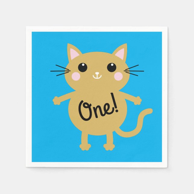 Serviette En Papier Fête d'anniversaire du chat (Devant)