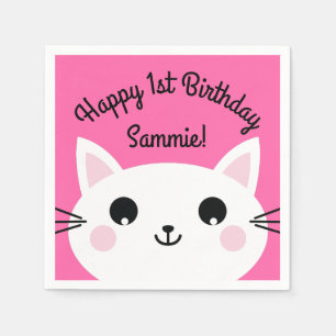 Serviette En Papier Fête d'anniversaire du chat