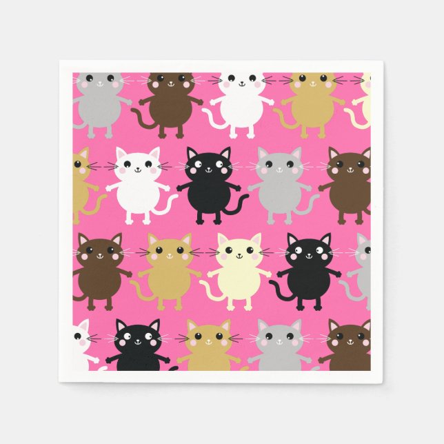 Serviette En Papier Fête d'anniversaire du chat (Devant)