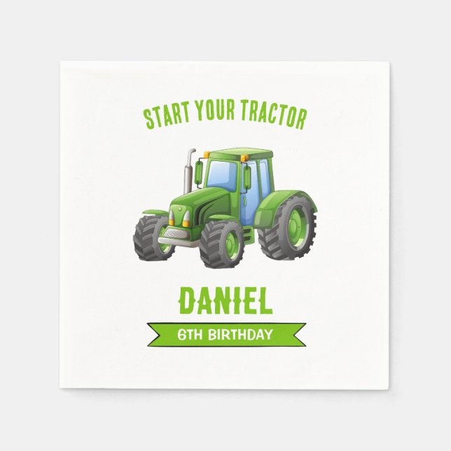 Serviette En Papier Fête d'anniversaire du tracteur (Devant)