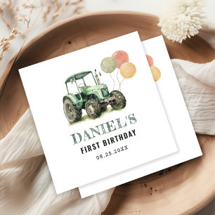 Serviette En Papier Fête d'anniversaire du tracteur aquarelle