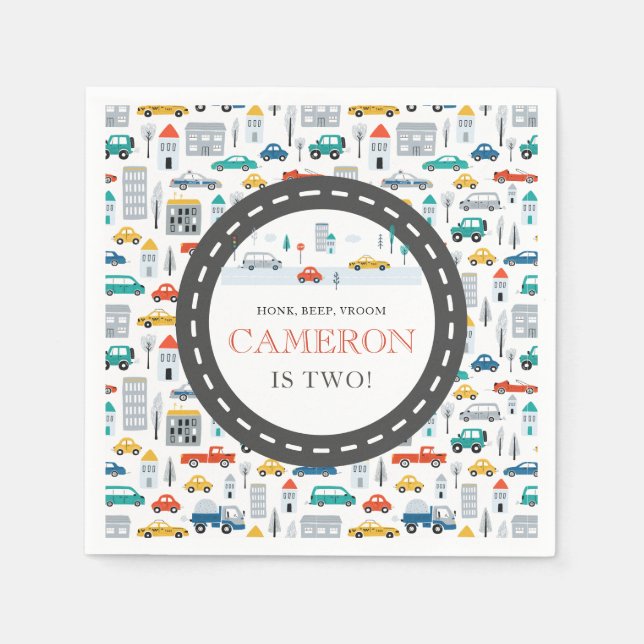 Serviette En Papier Fête d'anniversaire du transport urbain moderne (Devant)