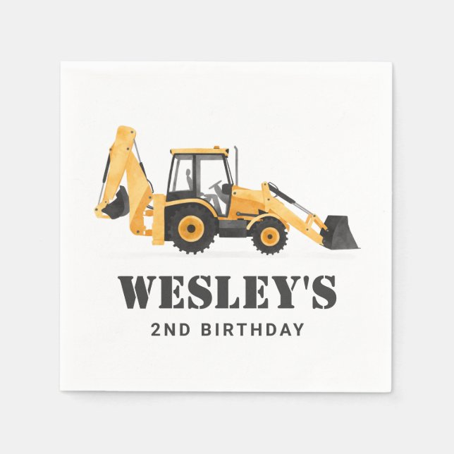 Serviette En Papier Fête d'anniversaire du véhicule de construction (Devant)