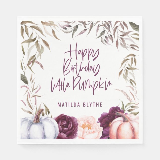 Serviette En Papier Fête d'anniversaire d'un petit citrouille à l'auto (Devant)