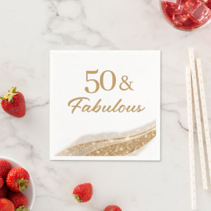 Serviette En Papier Fête d'anniversaire élégante 50 ans & Fabuleuse Or
