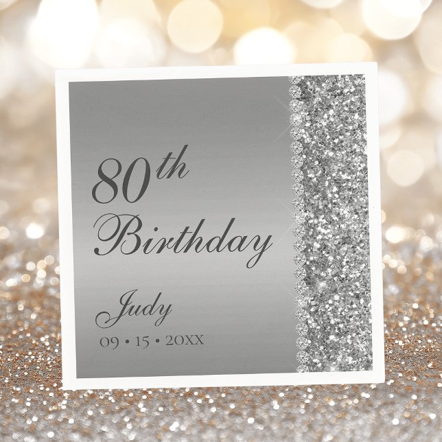 Serviette En Papier Fête d'anniversaire élégante argentée pour 85 ans (Créateur téléchargé)