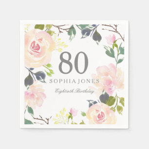 Serviette En Papier Fête d'anniversaire élégante de rose de rose
