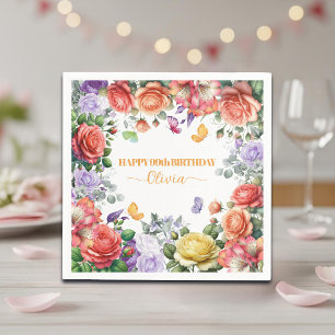 Serviette En Papier Fête d'anniversaire élégante et colorée de 99 ans