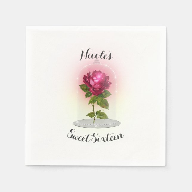 Serviette En Papier Fête d'anniversaire Enchanted Magical Red Rose (Devant)