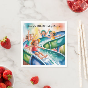 Serviette En Papier Fête d'anniversaire enfant Glissade aquatique aqua