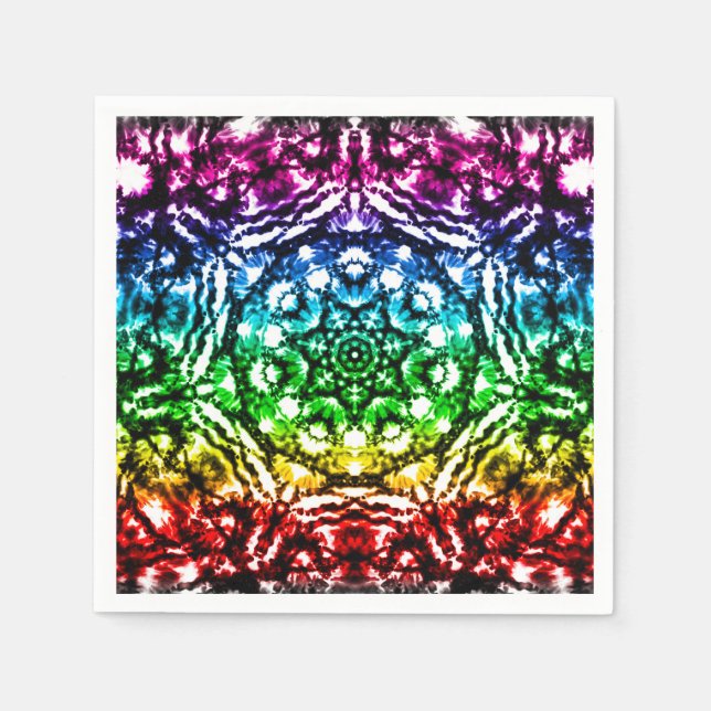 Serviette En Papier Fête d'anniversaire étoile mandala Tie Dye arc-en- (Devant)