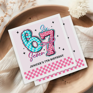 Serviette En Papier Fête d'anniversaire fille Pastel 67 Six Sept