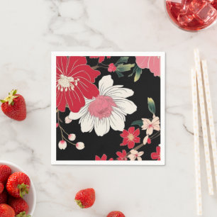 Serviette En Papier Fête d'anniversaire Fleur de cerisier colorée mode