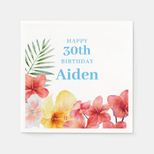 Serviette En Papier Fête d'anniversaire florale hawaïenne